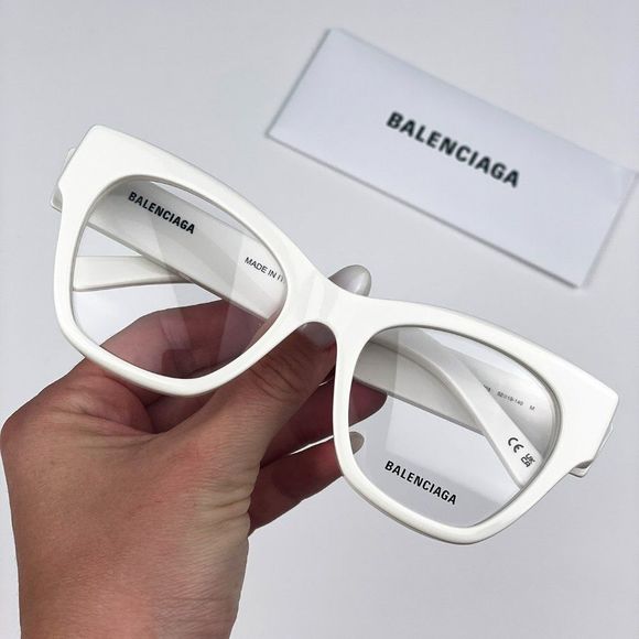 Balenciaga BB0263O 003 Eyeglasses White Square Unisex - Picture 1 of 11